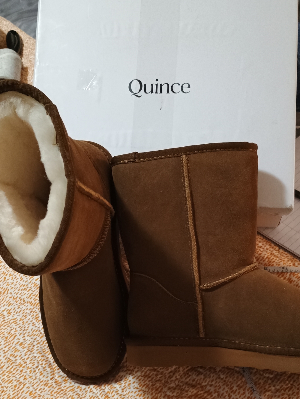 NIB Quince Australian Shearling Classic Short Boots Chestnut Brown Size 7